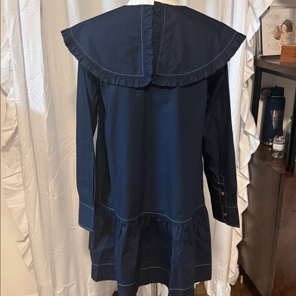 Ganni Navy Poplin mini shirt dress 36euro 6US - Picture 5 of 10